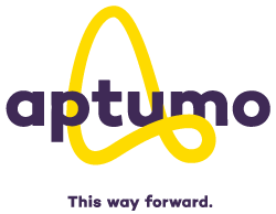 Aptumo footer logo with strap